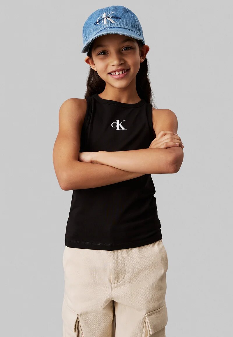 Calvin Klein canotta bambina ragazza nera slim fit estiva jersey - NERO | CammarataMode
