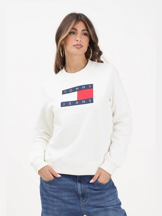 Tommy Jeans felpa bianca donna maxi logo
