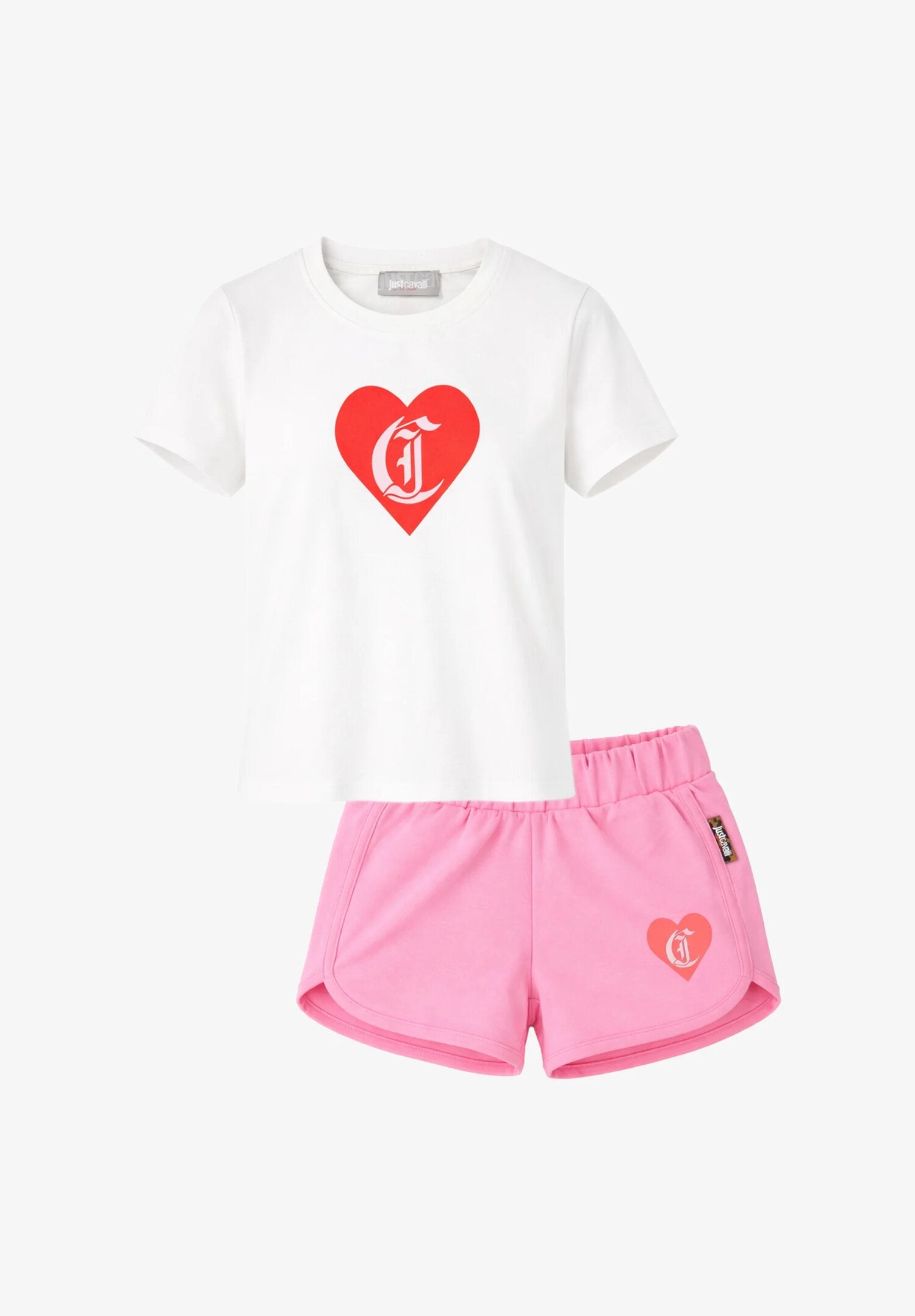 Just Cavalli Completo Bianco Logo Cuore Bambina Maniche Corte - JGP26003CJ_