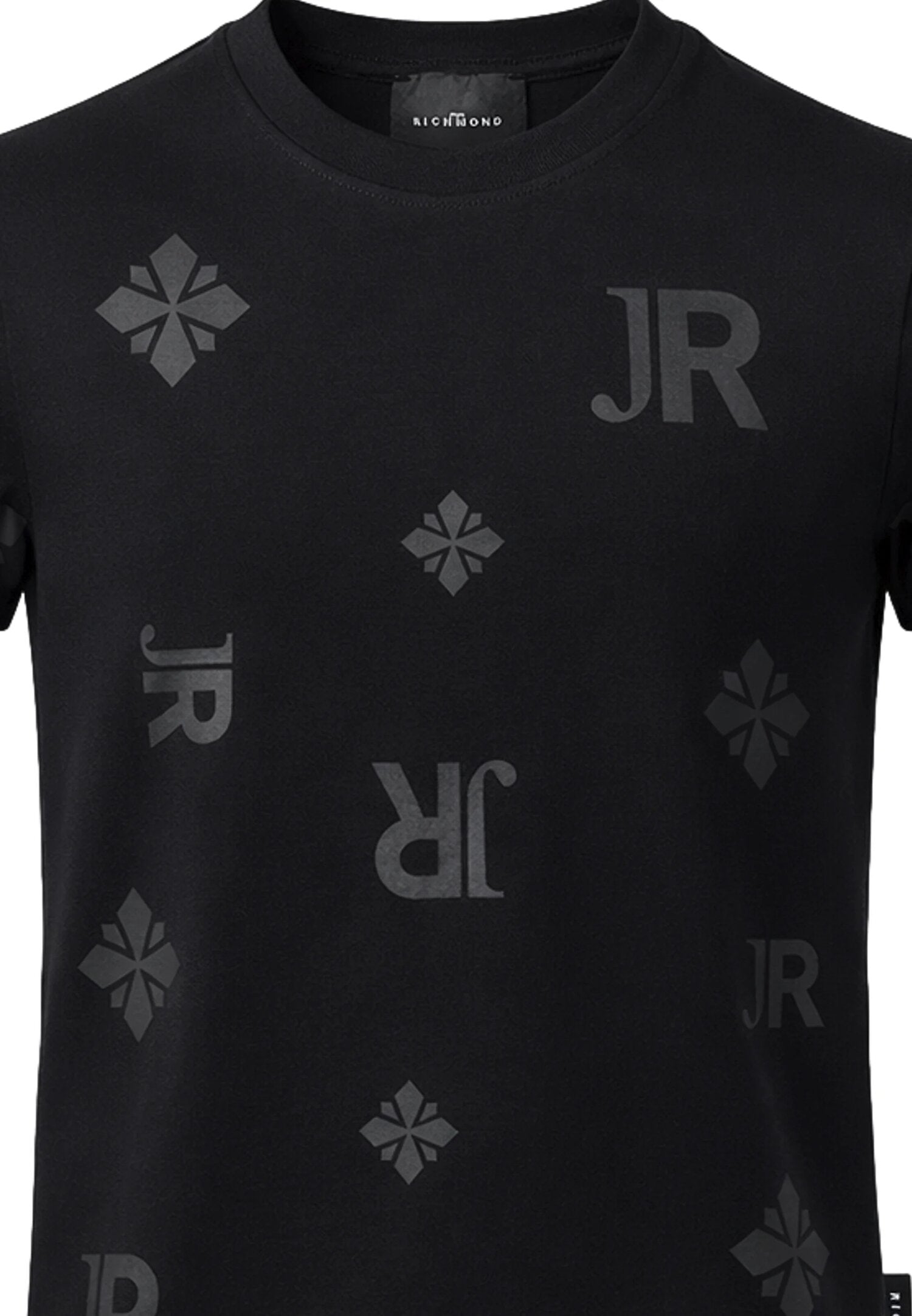 John Richmond Tshirt Nera Logo All Over Tono Su Tono Bambino RBP26041TS_