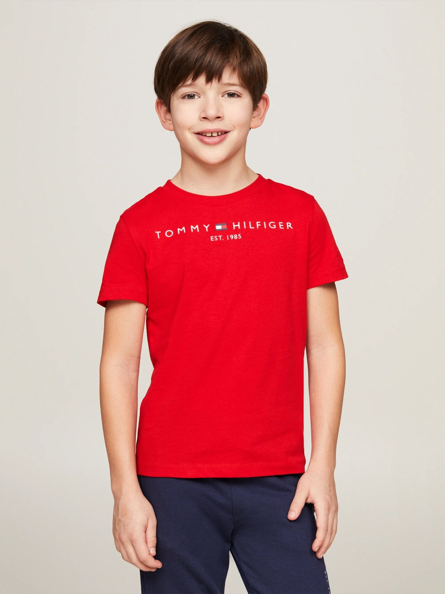 Tommy Hilfiger Tshirt Rosso Bambino In Jersey Maniche Corte Quotidiano PE26