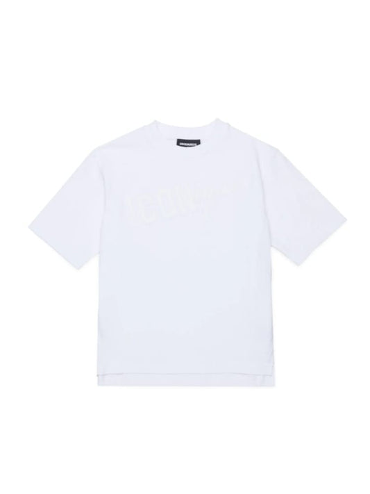 Dsquared t-shirt kids/junior in cotone bianco con logo a rilievo loose fit Bambino
