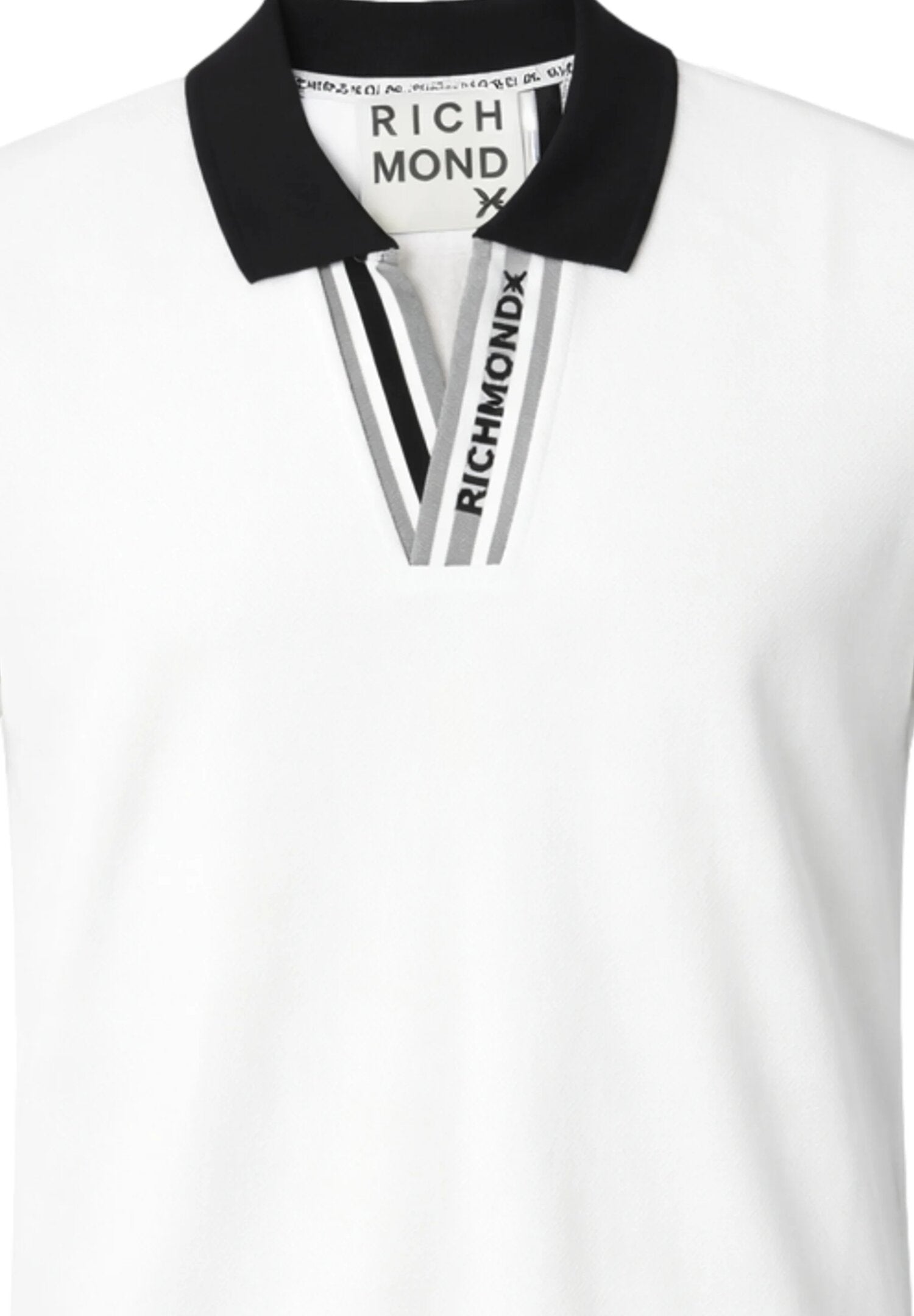 John Richmond Polo Panna Con Scollo a V e Colletto Nero Uomo UMP26013PO_