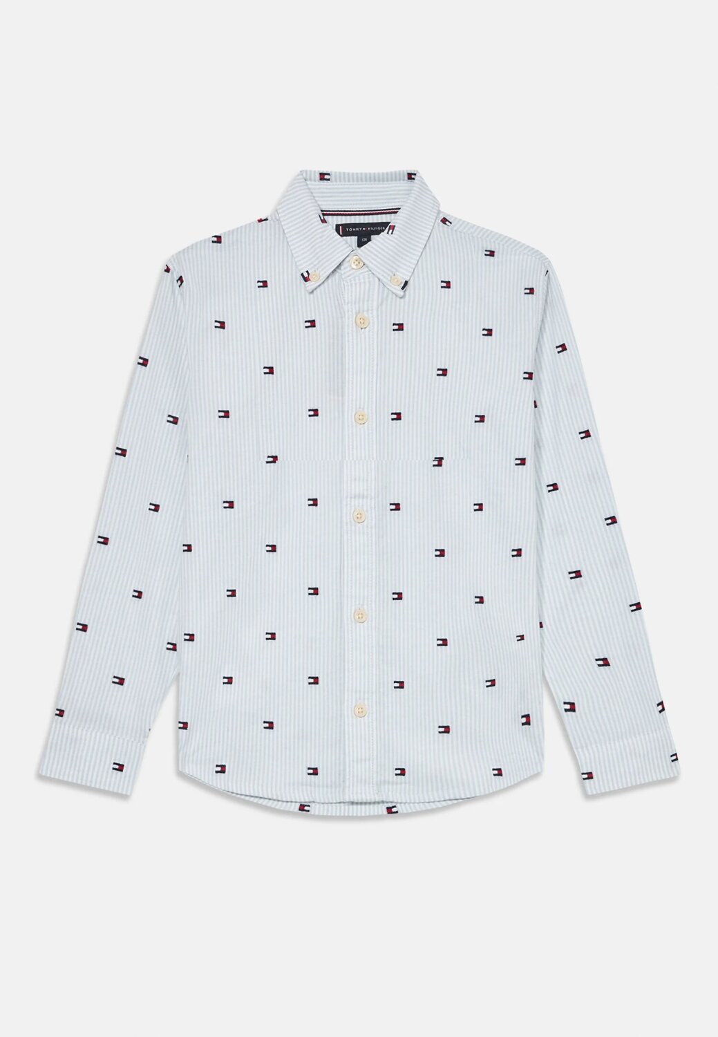 TOMMY HILFIGER – Camicia Ithaca Flag Neonato in Cotone Elasticizzato – Azzurra