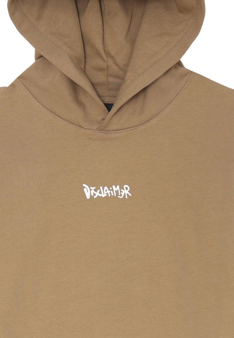 Disclaimer felpa con cappuccio bambino marrone cotone inverno logo bianco - MARRONE | CammarataMode