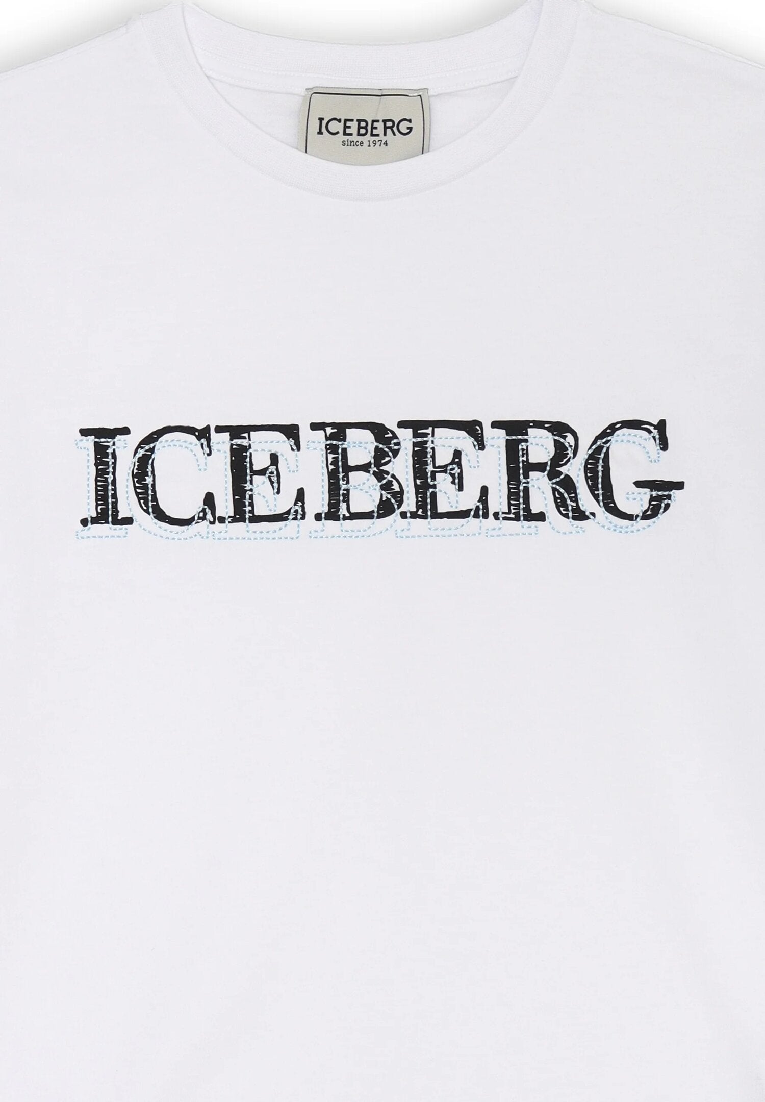 Maglietta bianca ICEBERG bambino stampa logo nero estate 2025 cotone | CammarataMode