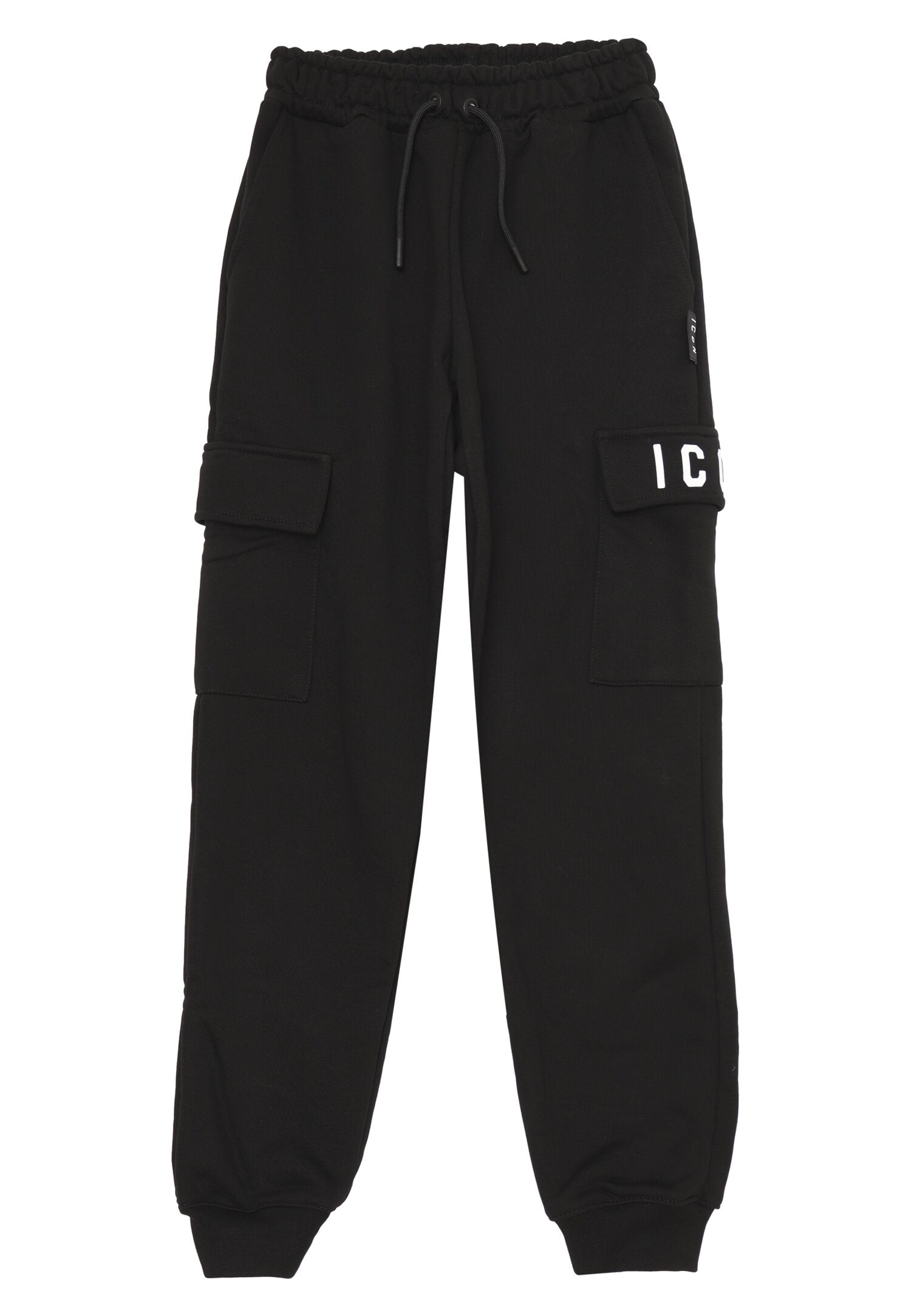 Icon Pantalone Nero Bambino In Cotone Vita Regolabile Quotidiano AI25