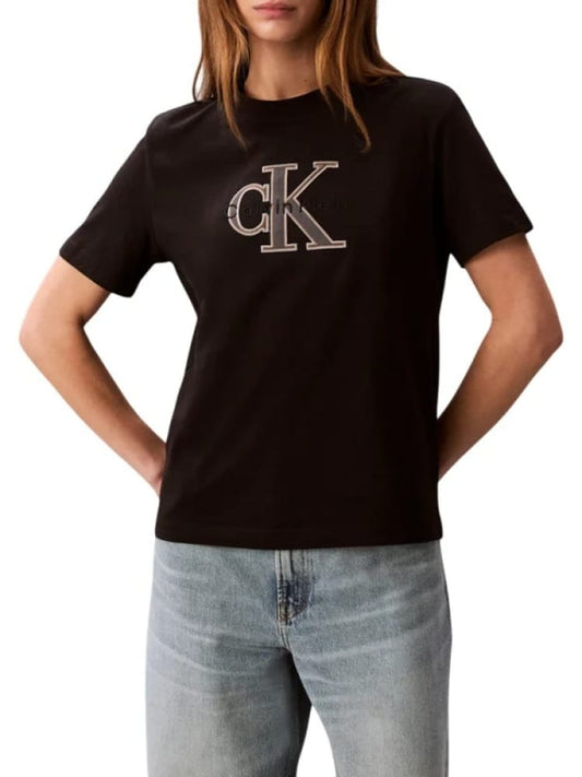 Calvin Klein tshirt nera donna maxi logo