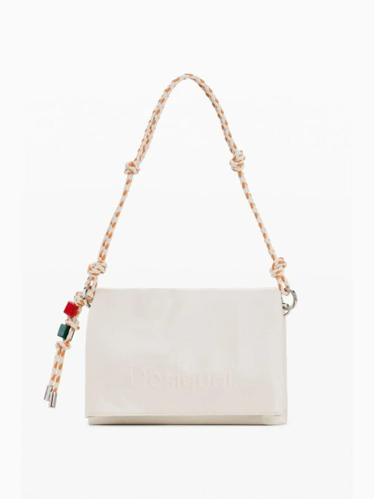 Desigual borsa a mano con tracolla venecia 4.0 in ecopelle panna con logo