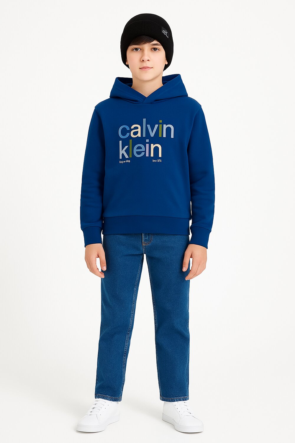 Calvin Klein Felpa Bambino Hoodie Color Logo - Blu Royal