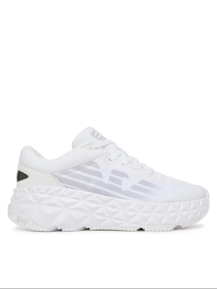 Emporio Armani sneakers uomo running in tessuto bianco con maxi logo Uomo