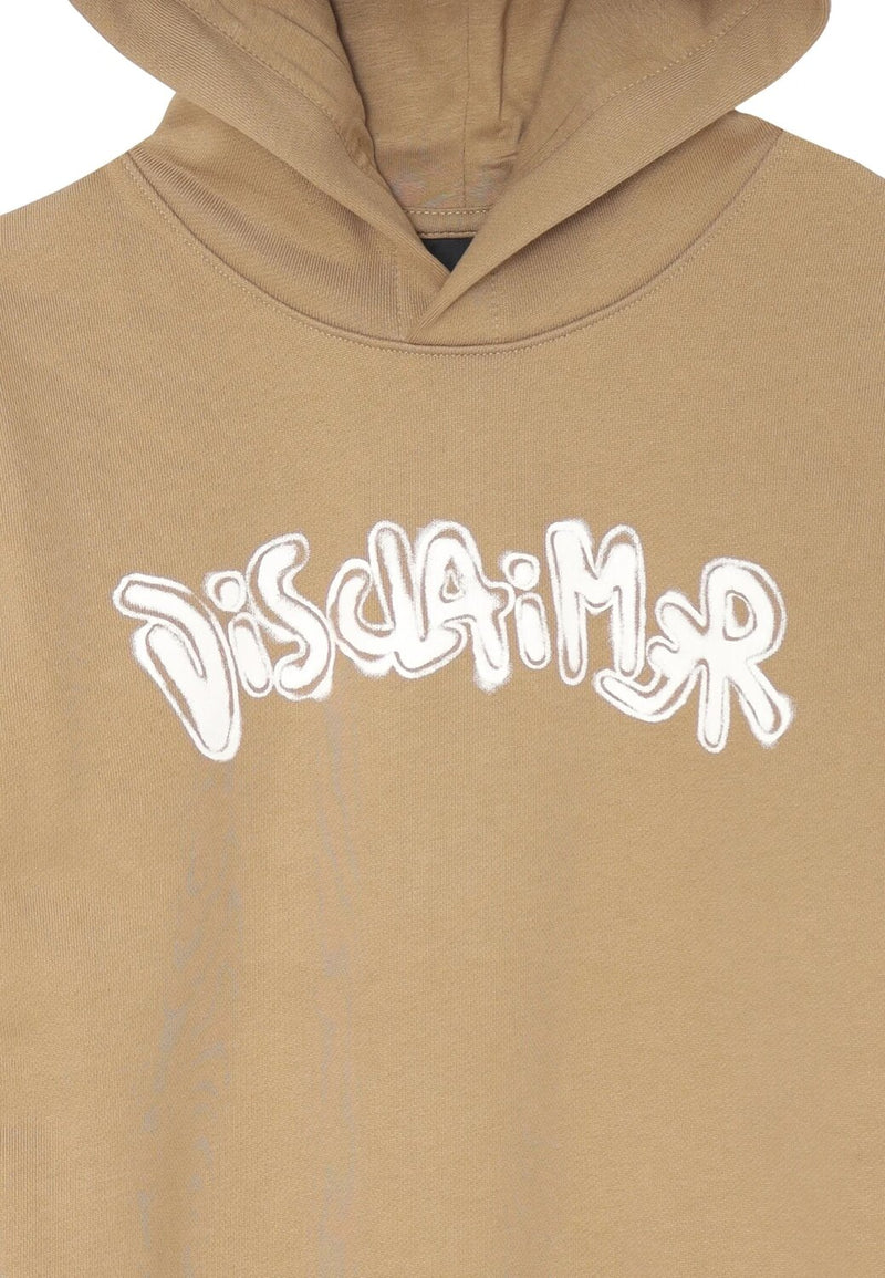 Disclaimer felpa con cappuccio bambino marrone cotone inverno logo bianco - MARRONE | CammarataMode
