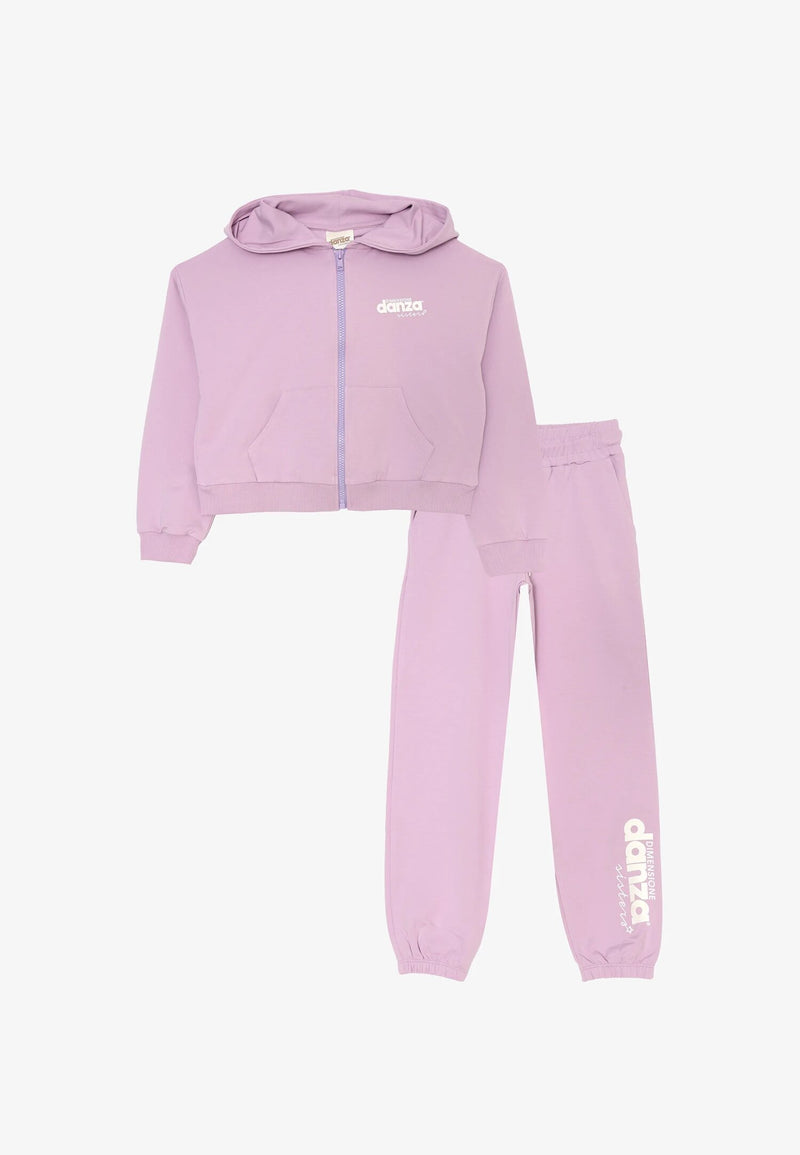 Size Dance tracksuit girls lilac 2-16 years hooded crop sweatshirt - LILAC | CammarataMode