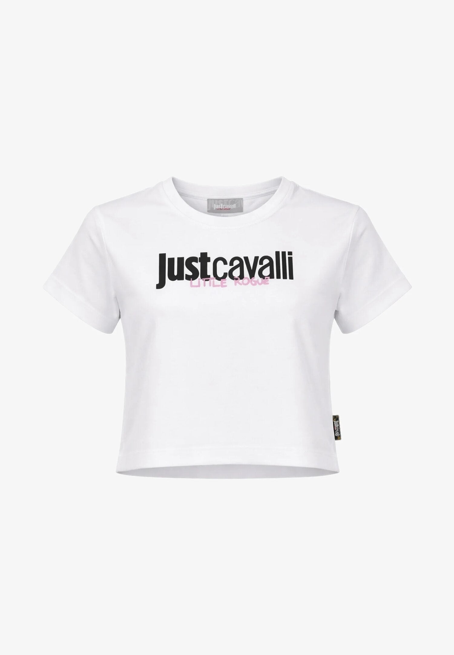 Just Cavalli Tshirt Bianca Logo Centrale Bambina Modello Crop - JGP26041TS_