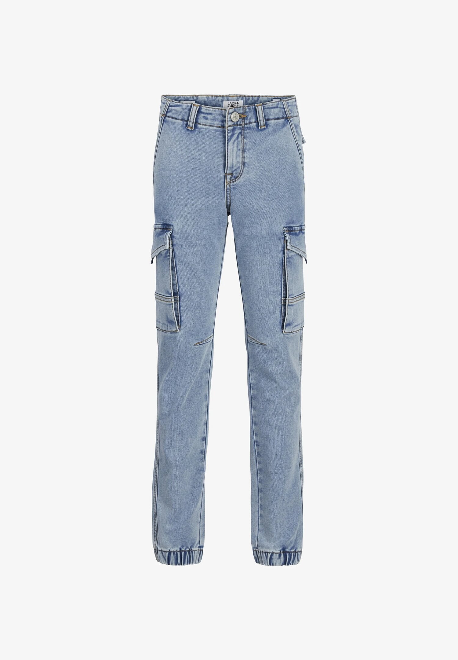Jack & Jones - Jeans cargo baggy in denim chiaro per bambino e ragazzo