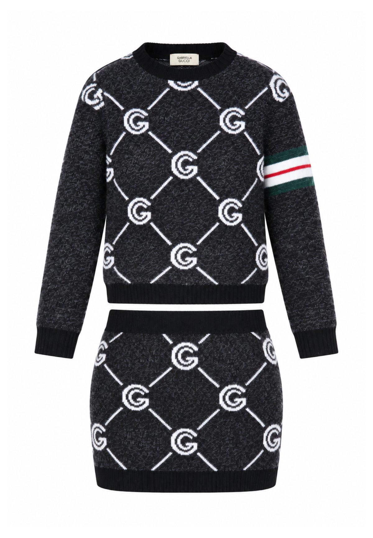 Gabriella Gucci COMPLETO NERO IN MAGLIA CON MAGLIONE E GONNA LOGATI Bambine e ragazze GK300+GK301.NE_