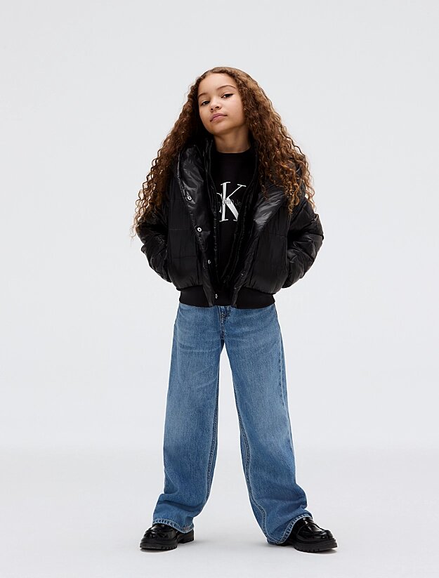Calvin Klein Piumino Nero Bambina In Nylon Con Cappuccio | Sportivo AI25 | CammarataMode