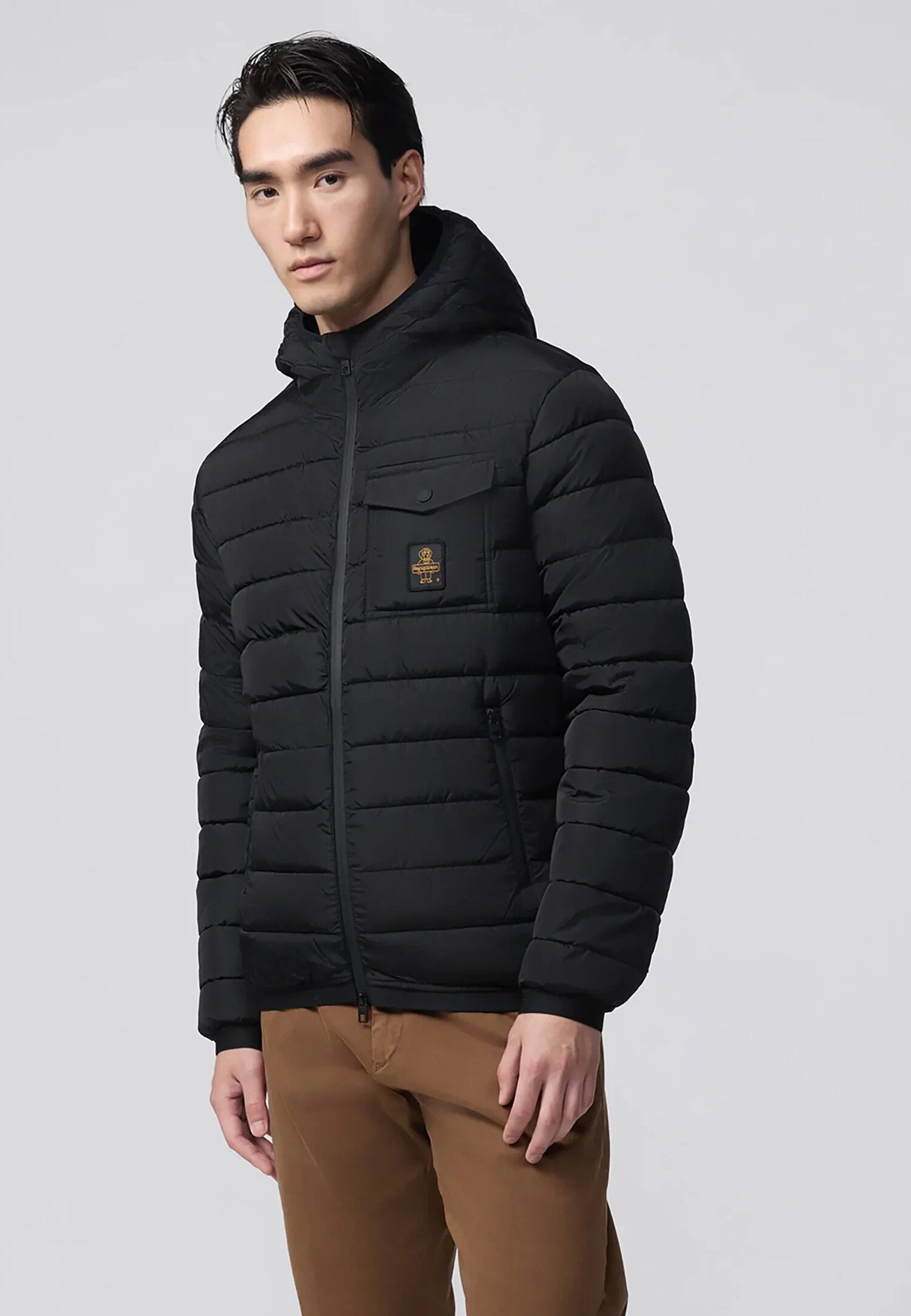 Refrigiwear Giiubotto Nero Uomo Bomber In Nylon Con Cappuccio Quotidiano AI25