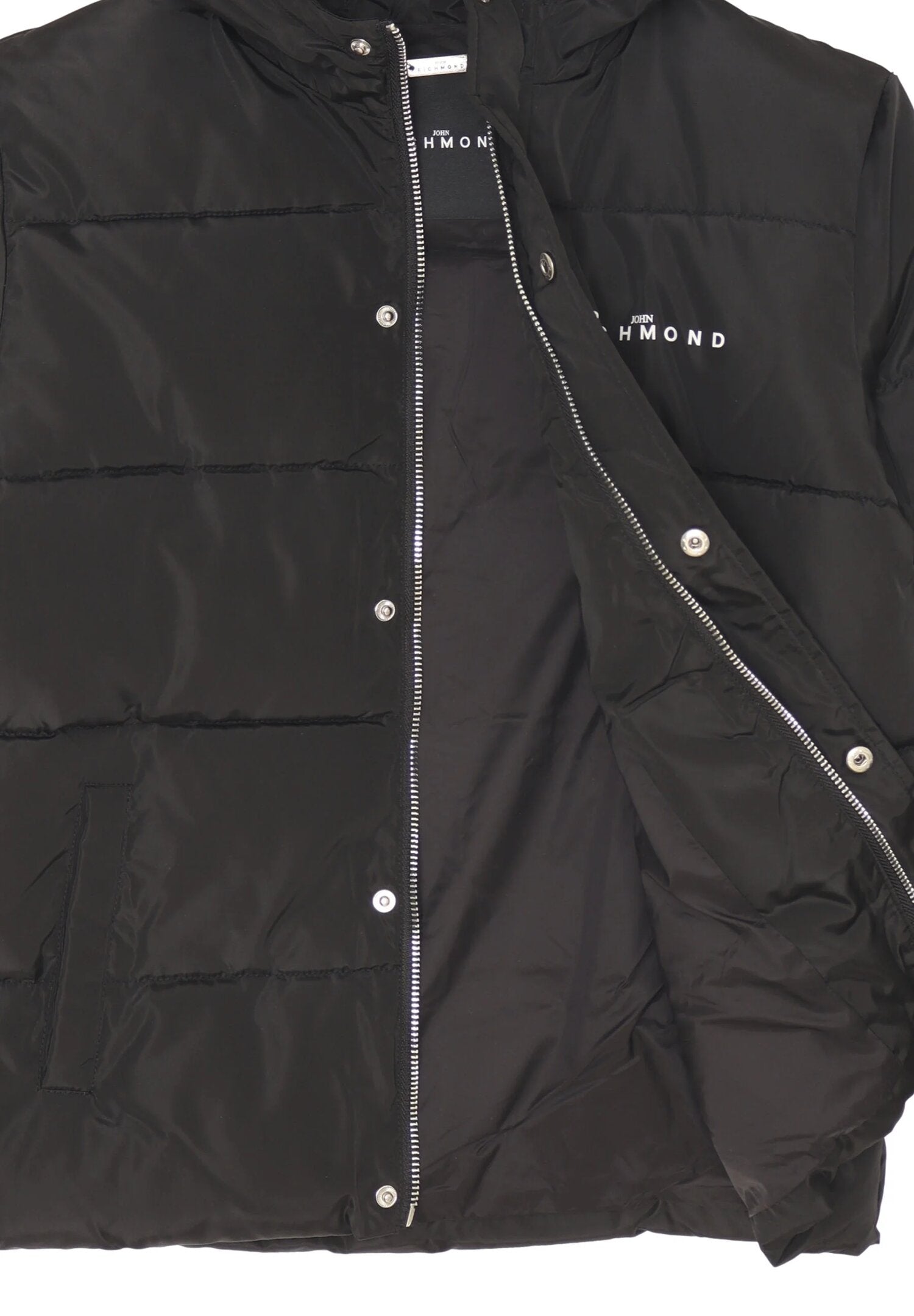 John Richmond Giubbotto Bomber Nero Bambino In Poliestere Con Cappuccio Scuola