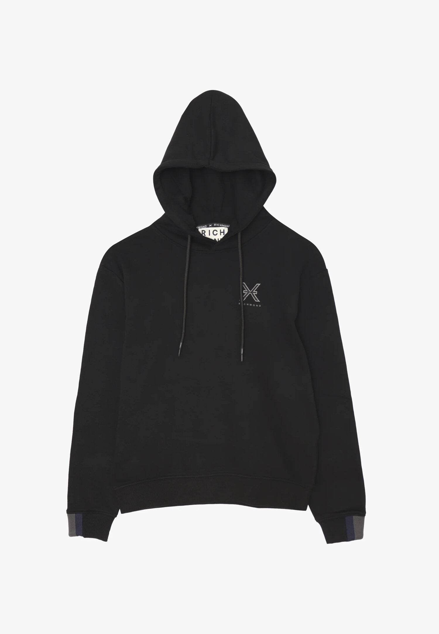 John Richmond Felpa Nero Uomo Basic In Cotone Con Cappuccio Sportivo AI25