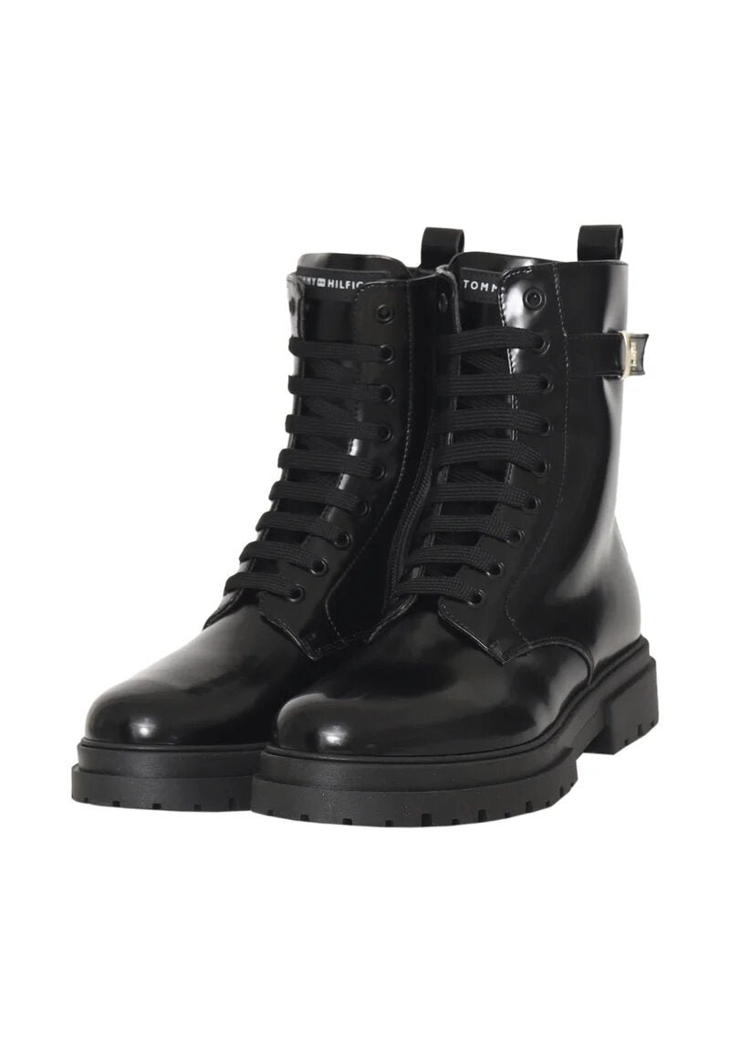 Tommy Hilfiger stivaletti stringati bambina neri inverno urban - NERO | CammarataMode