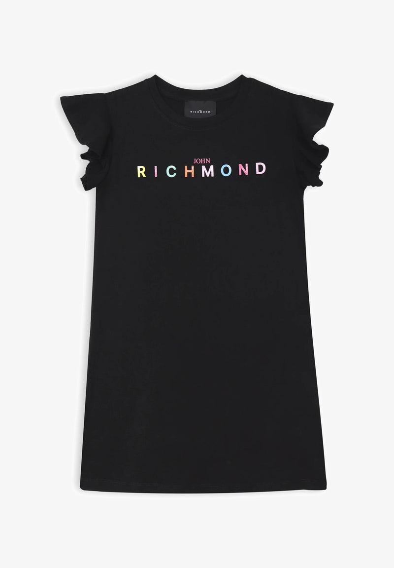 John Richmond abito nero bambina con maniche volant - NERO | CammarataMode