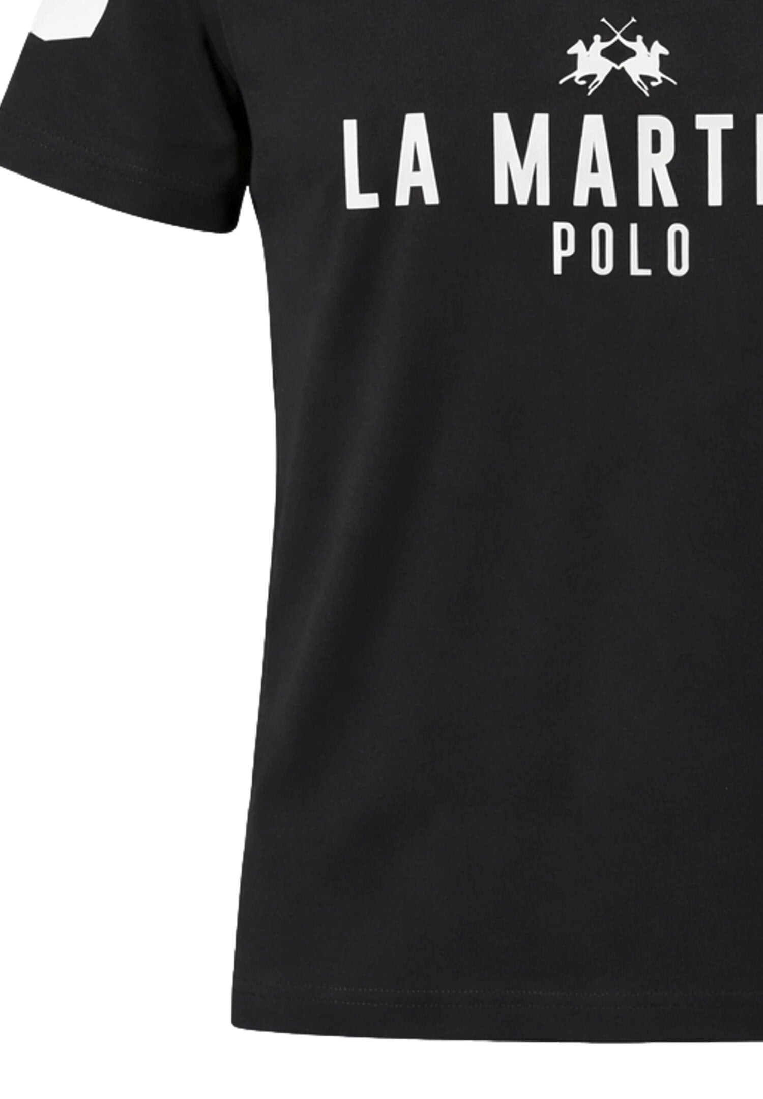 La Martina t Shirt Nera Con Numero Sulla Manica Bambino MAB0004_