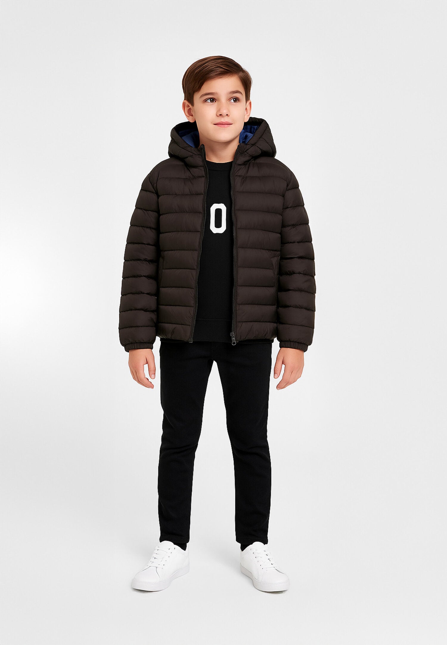 Bomboogie Giubotto Nero Bambino In Nylon Con Cappuccio Sportivo AI25