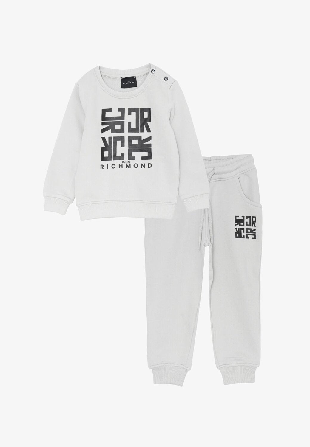 John Richmond completo neonato grigio con stampa nera 100% cotone