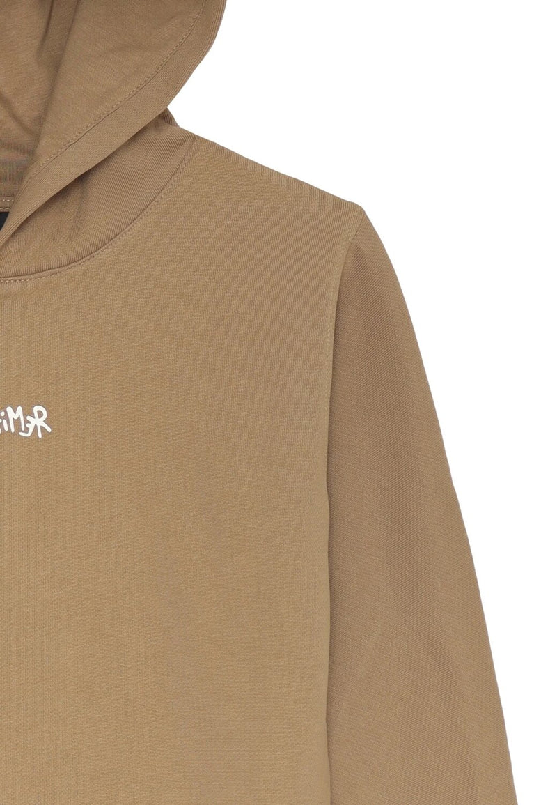 Disclaimer felpa con cappuccio bambino marrone cotone inverno logo bianco - MARRONE | CammarataMode