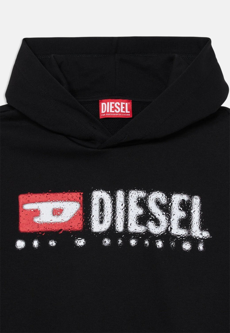 Diesel felpa bambino ragazzo nera con cappuccio logo stampato - NERO | CammarataMode
