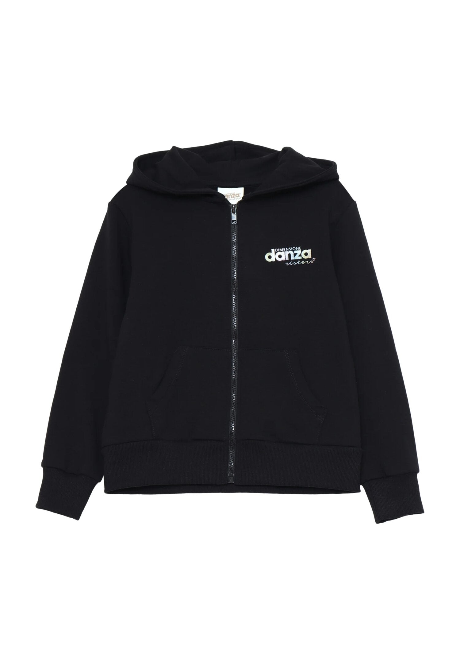 Dimensione Danza Tuta Nero Bambina Giacca Zip In Cotone Con Cappuccio