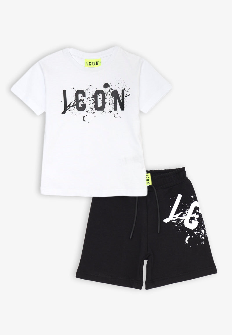 ICON Black and White T-Shirt and Bermuda Shorts Set - Baby and Newborn - BLACK | CammarataMode