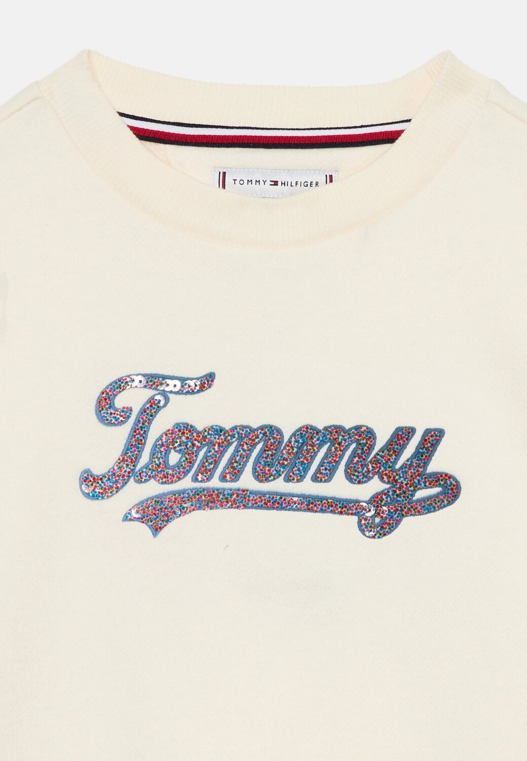 Tommy Hilfiger Felpa Script con Paillettes da Bambina