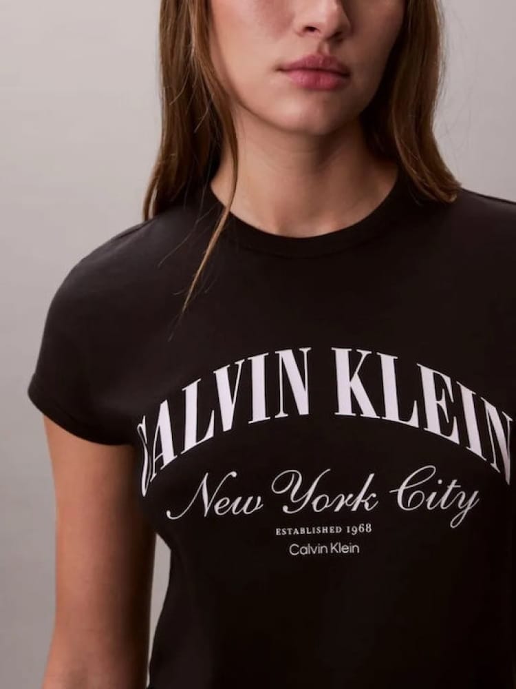 Calvin Klein tshirt nera donna maxi logo