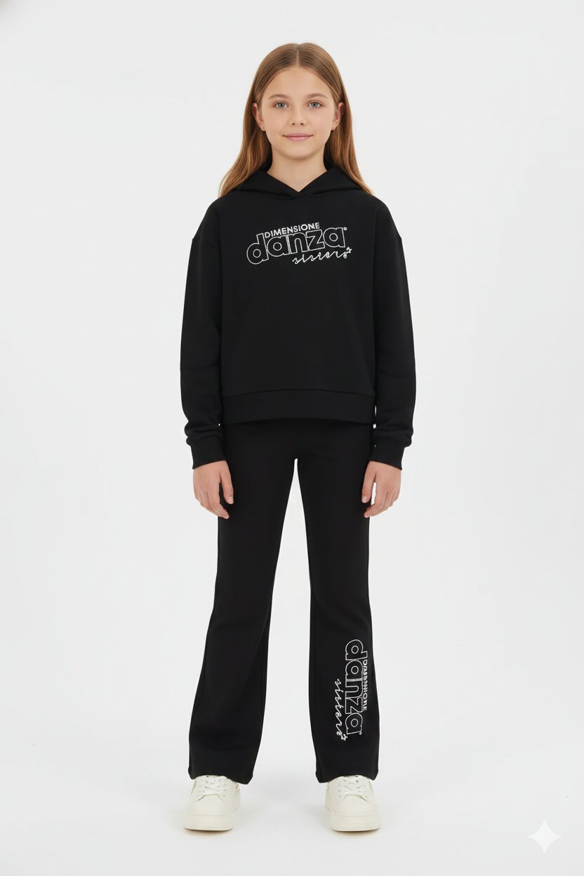 Dimensione Danza Completo Bambina Leggins Zampa In Cotone Con Cappuccio Sport