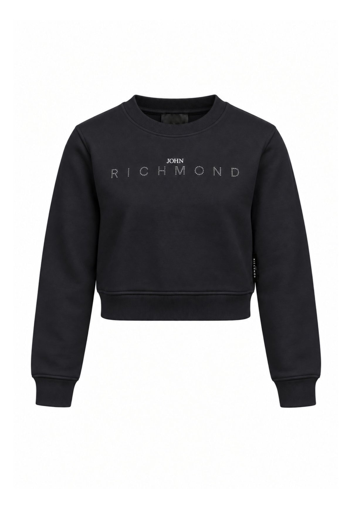 John Richmond felpa nera crop con logo brillantinato Bambine e ragazze rga26085fe.ne_