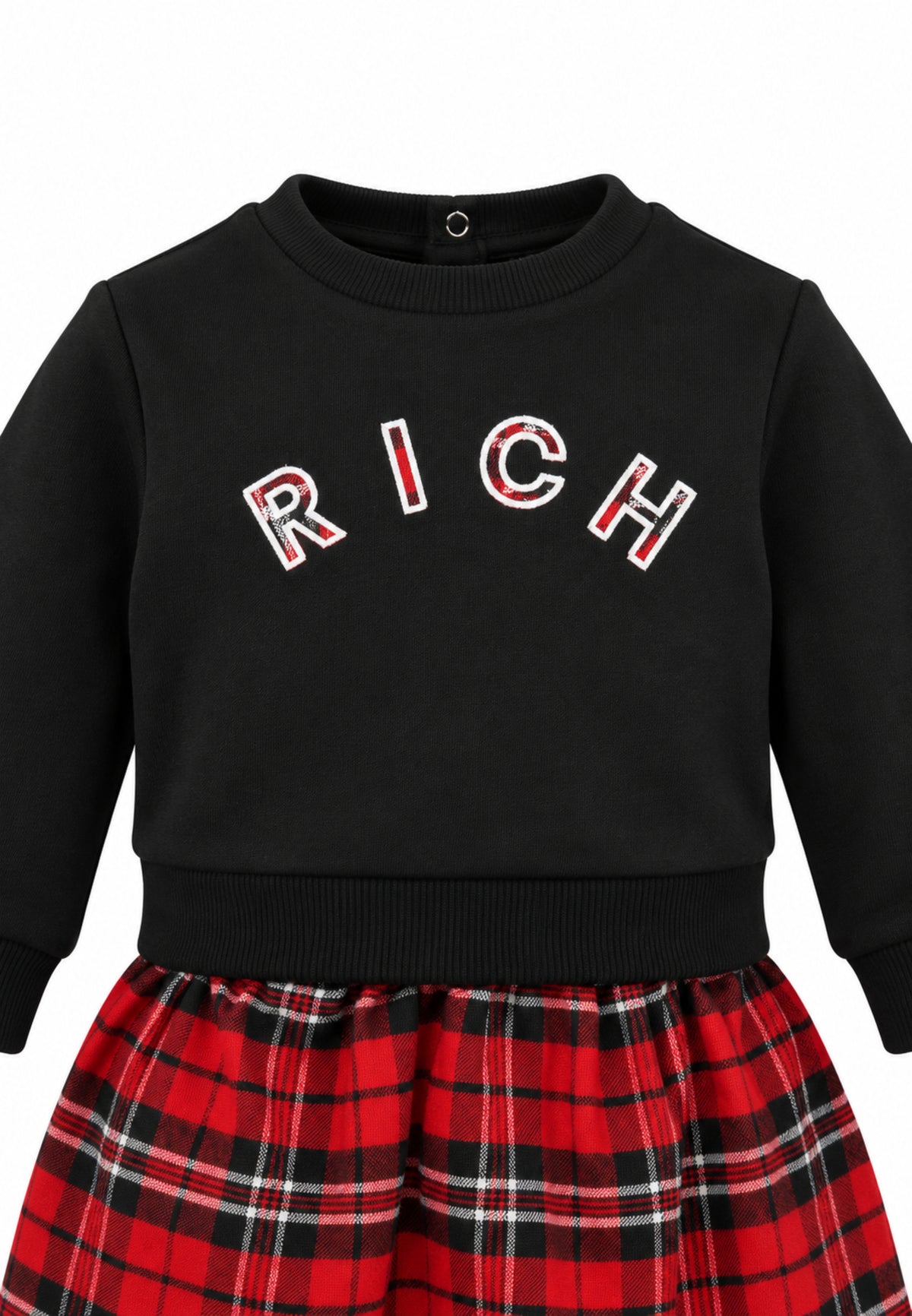 John Richmond VESTITO NERO CON GONNA IN TARTAN E MOTTO Bambine e ragazze RIA26082VE.NE_