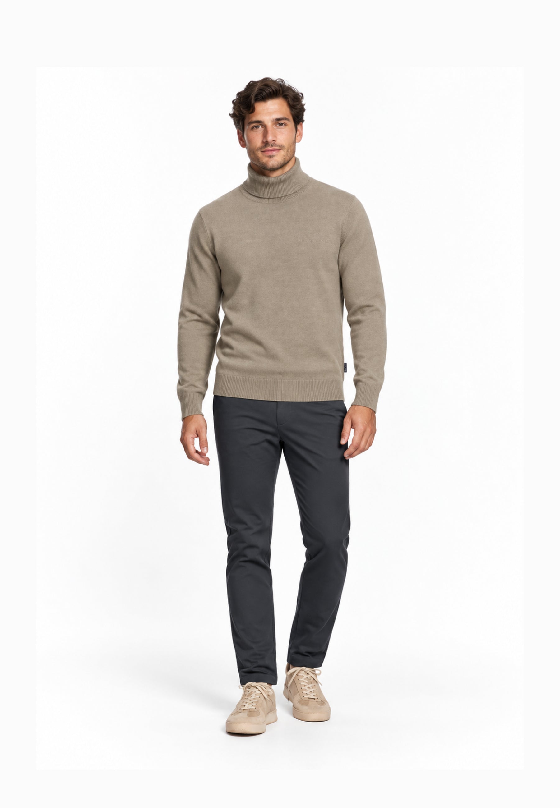 John Richmond LUPETTO BEIGE SAGOMATO CON LOGO RICAMATO Uomo UMA26168LU.BEIGE_