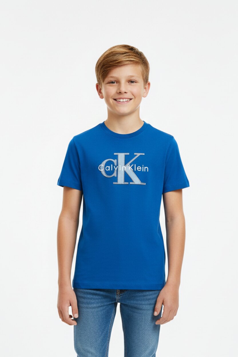 Calvin Klein Tshirt Royal Bambino In Jersey Maniche Corte Primaverile PE26