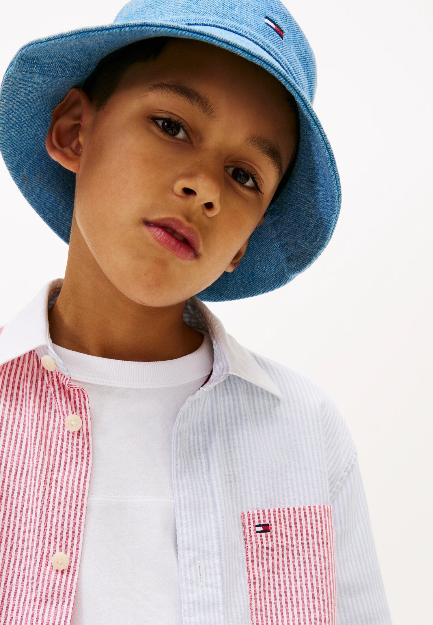 Tommy Hilfiger Camicia Rigata Rosso e Celeste Bambino KB0KB10207XLS_