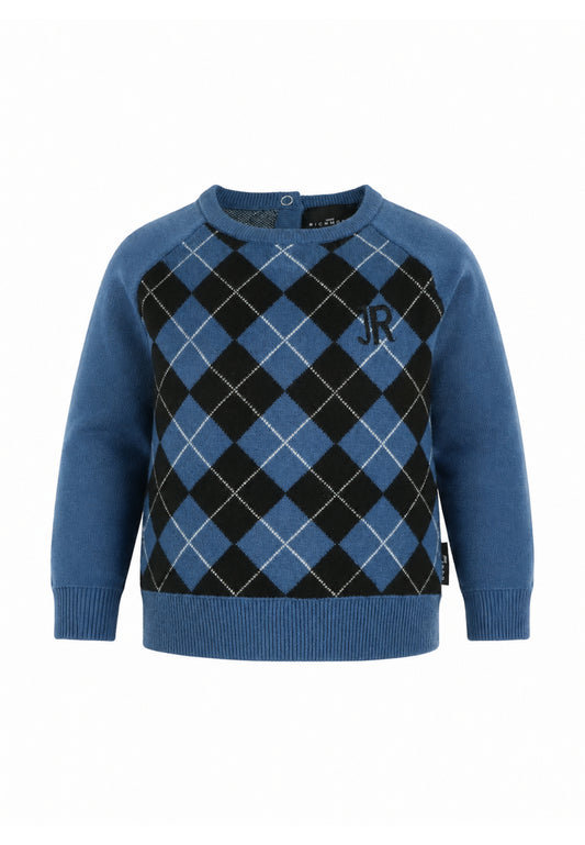 John Richmond MagliONE ROYAL A QUADRI CON LOGO JR RICAMATO Bambini e ragazzi ria26120ma.royal_