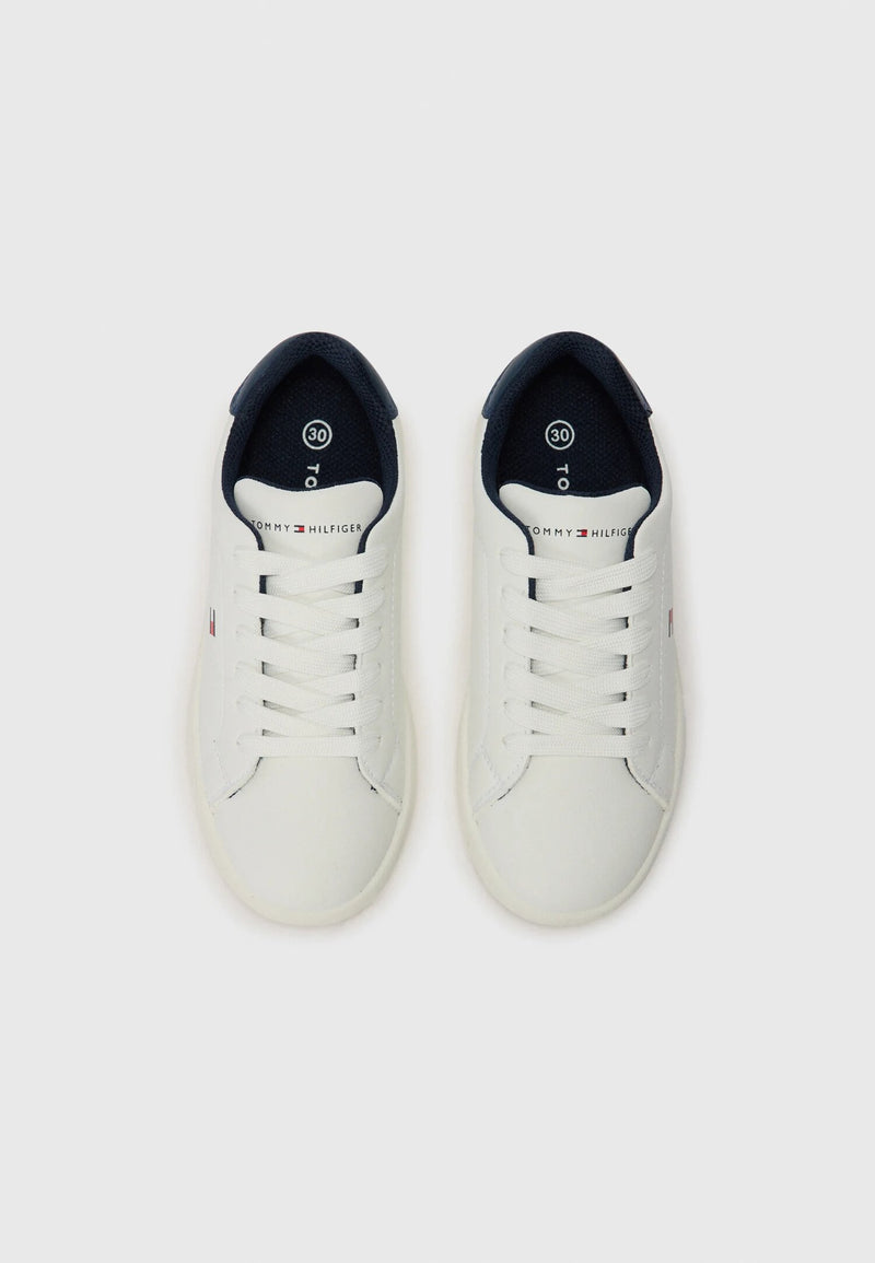 Tommy Hilfiger sneakers basse bambino unisex bianche blu scuola leggere - BIANCO | CammarataMode