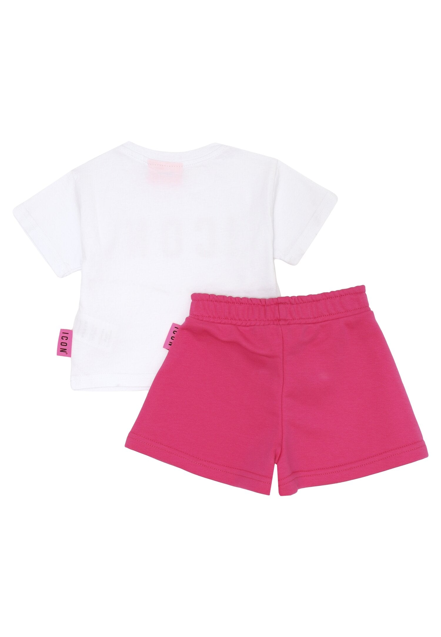 ICON completo bambina fucsia 12 mesi 4 anni cotone estivo scritta rosa | CammarataMode
