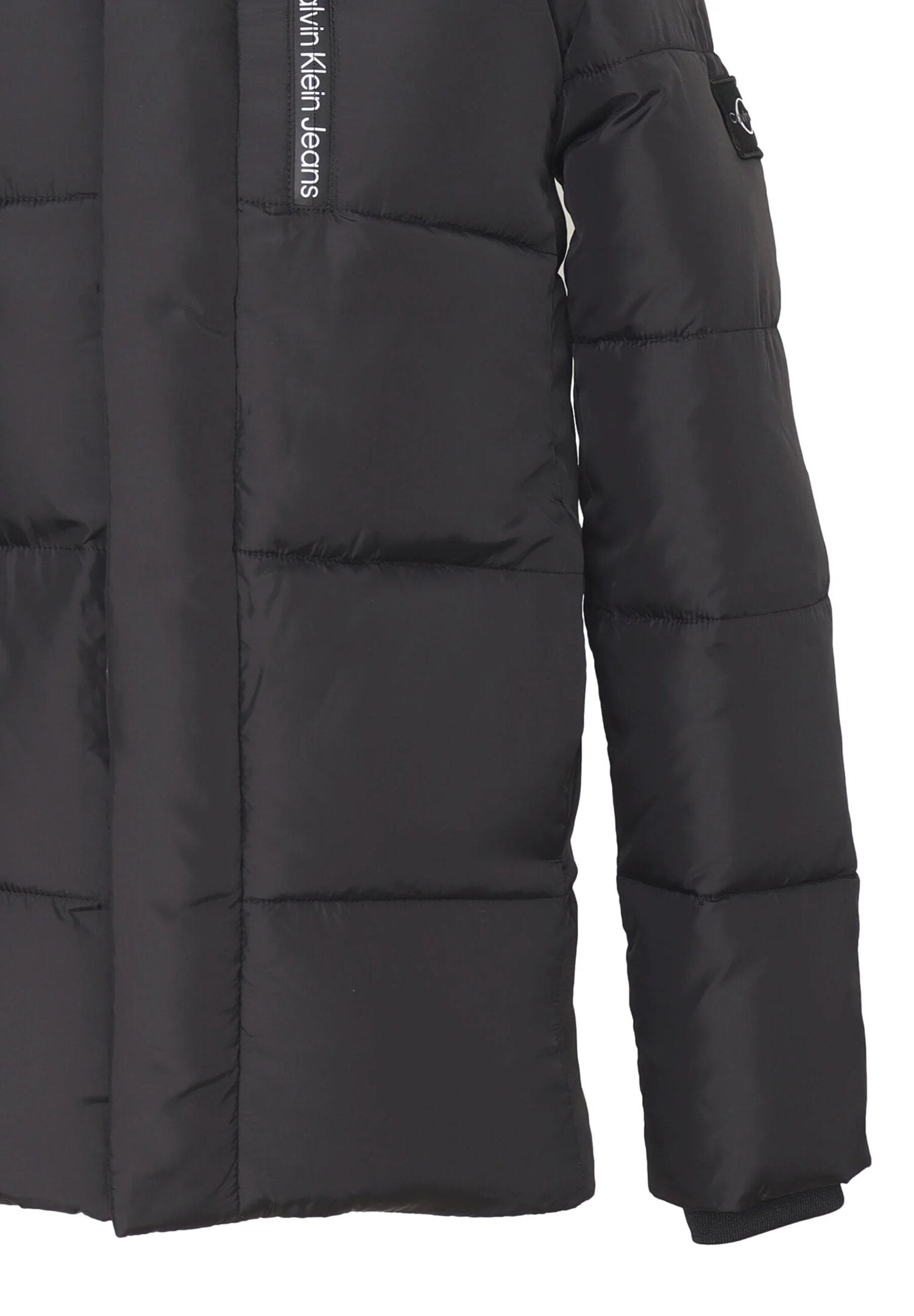 Calvin Klein Giubbotto Nero Bambino In Nylon Con Cappuccio Invernale AI25