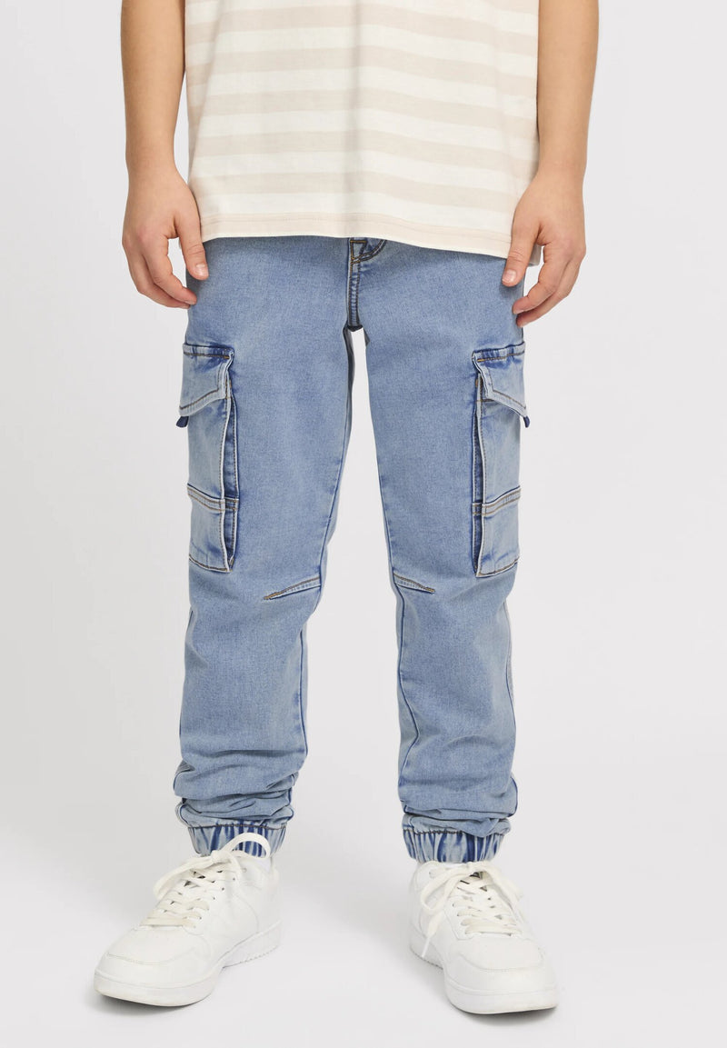Jack &amp; Jones - Light Denim Baggy Cargo Jeans for Boys and Girls - LIGHT DENIM | CammarataMode