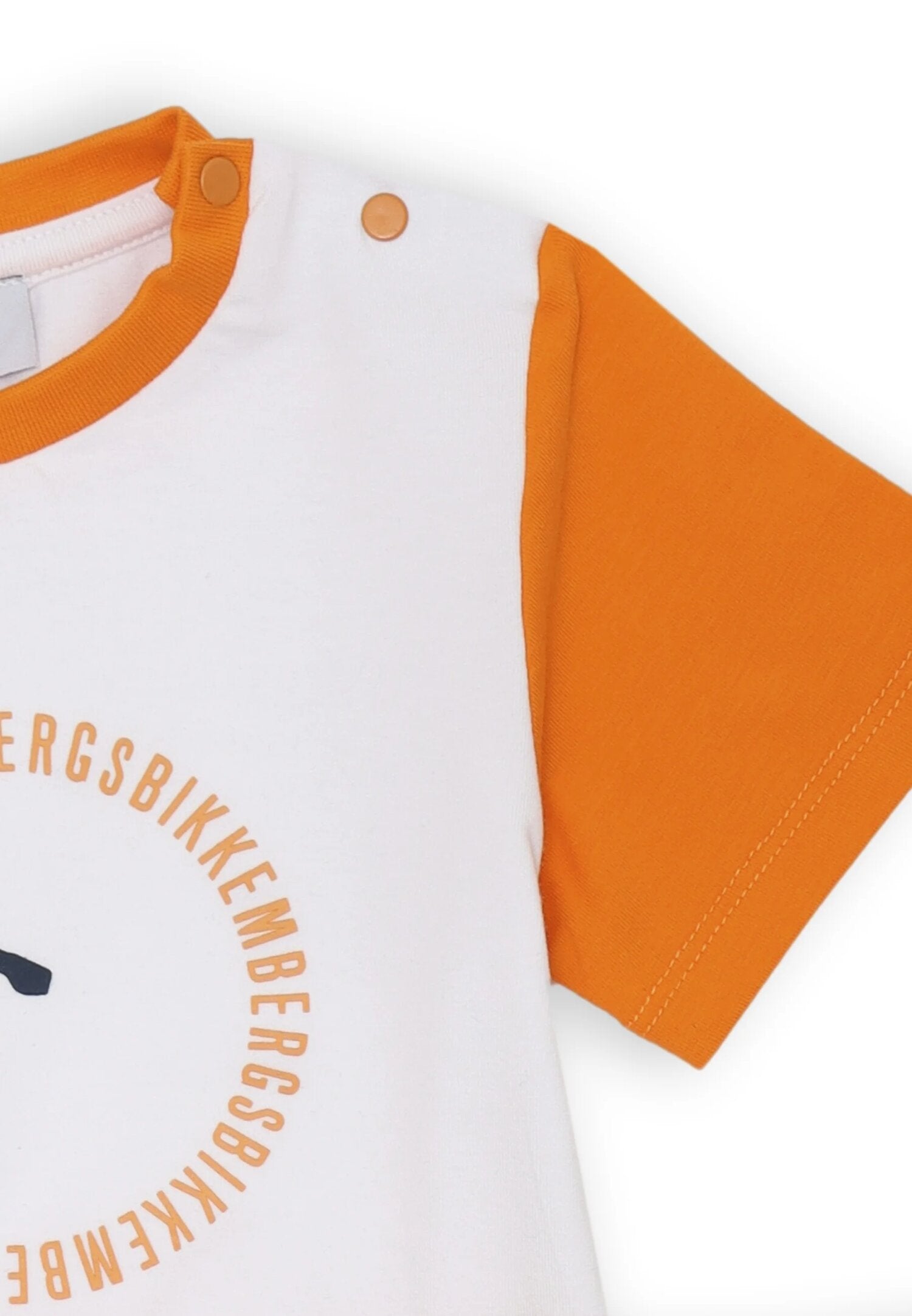Bikkembergs set children white t-shirt and orange shorts summer cotton | CammarataMode