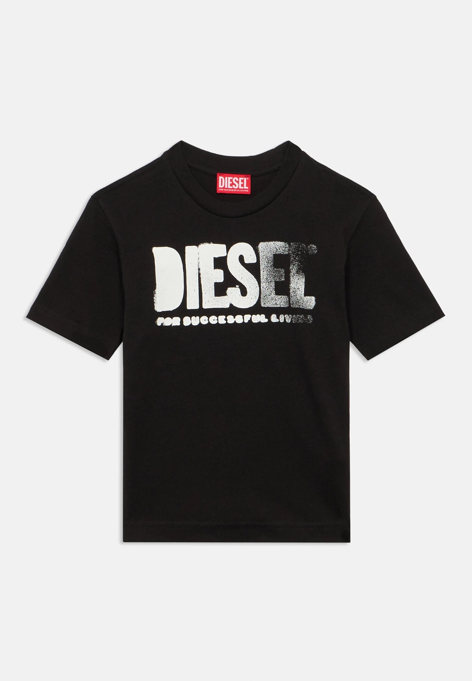 Diesel Tshirt Nera Bambino In Jersey Maniche Corte Sportivo PE26