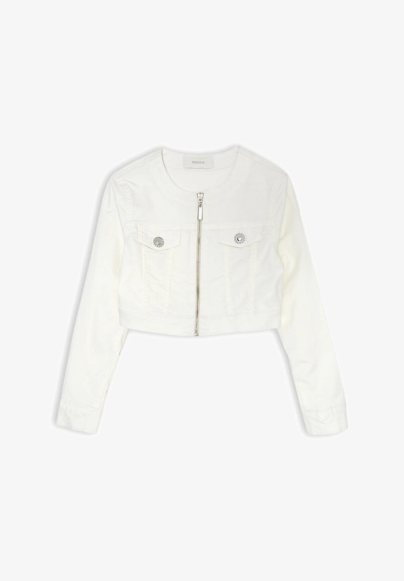 Giubbotto corto ragazza bianco Kocca zip frontale primavera estate - BIANCO | CammarataMode