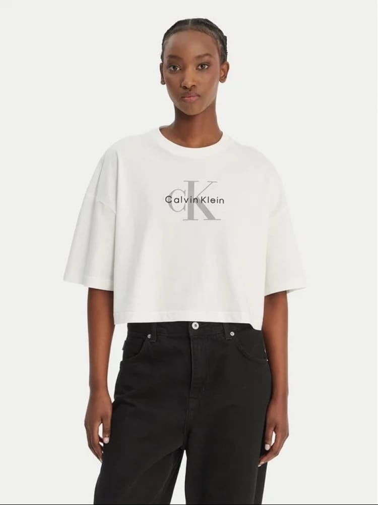 Calvin Klein tshirt bianca donna maxi logo